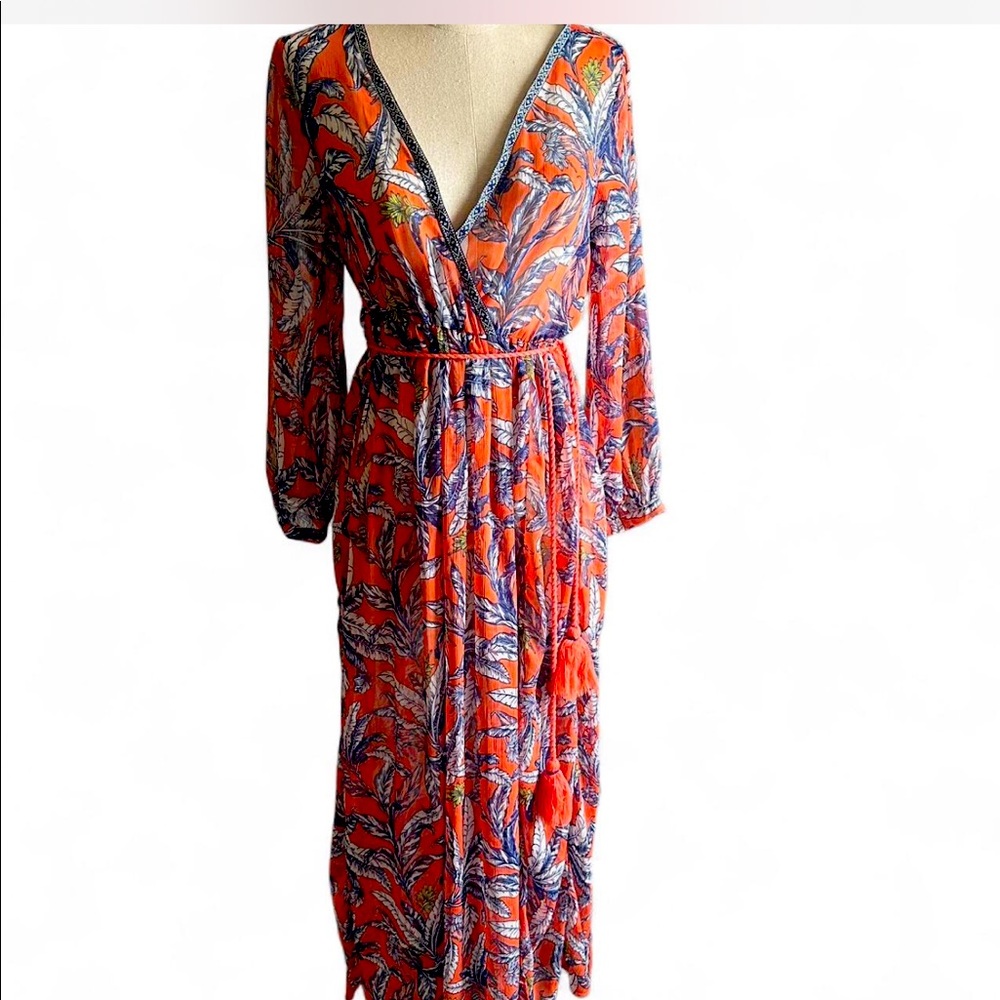 Sheer/chiffon maxi dress with belt detail
